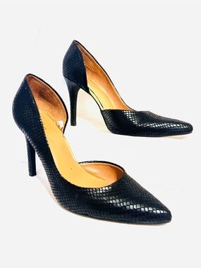 Mossimo Women's Sz 8 1/2 Black/Gold Snake Skin Print Pointed-Toe High 4" Heels